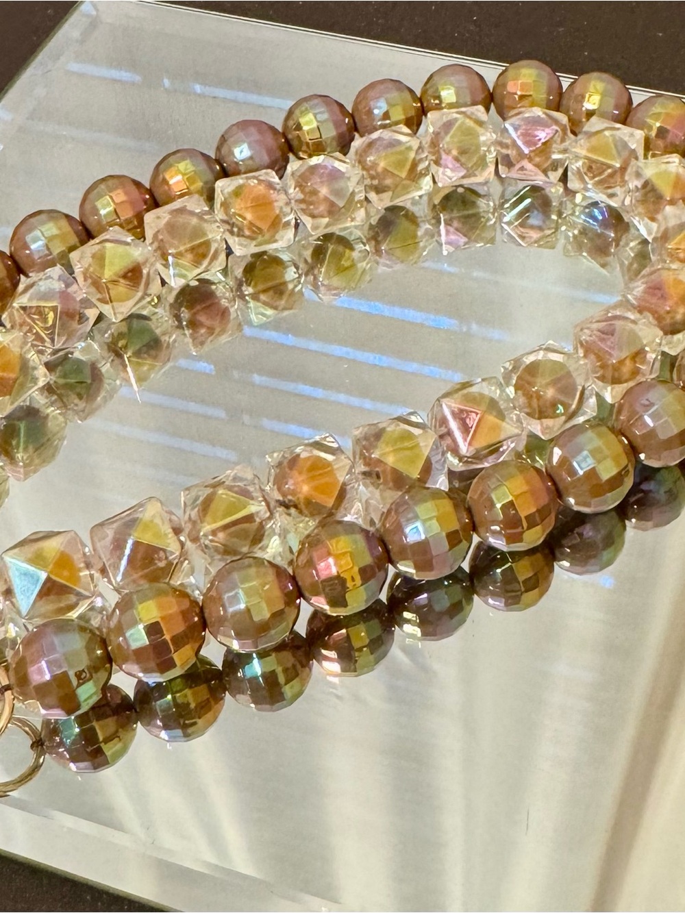 New Brown Crystal Pearls & Brown Disco Pearls Bag Chain Duo